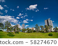 Blue sky, green and buildings 58274670