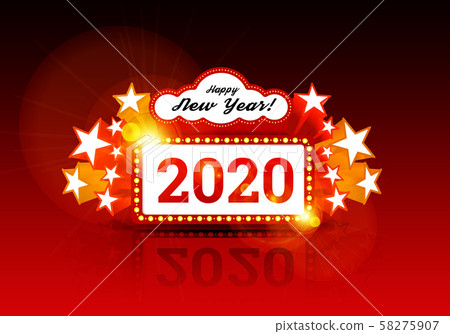 New Year marquee 2020. Vector illustration with stars 58275907