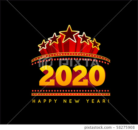 New Year marquee 2020 vector illustration on black 58275908