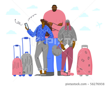 Travel people stand full length Vector flat design Travel people stand full length Vector flat design 58276938