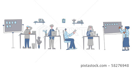 Business people work at a table. Vector concept. Business people work at a table. Vector concept. 58276948