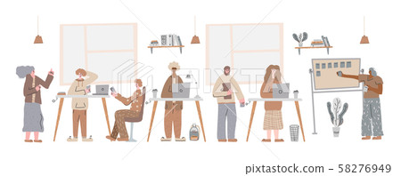 Business people work at a table. Vector concept. Business people work at a table. Vector concept. 58276949