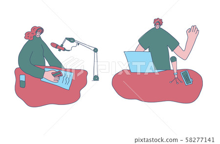 Podcast flat concept. Vector color card design. 58277141