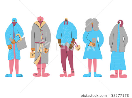 Group of girls stand isolated. Vector illustration Group of girls stand isolated. Vector illustration 58277178