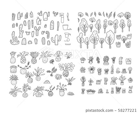 Set of doodle icon. Hand drawn illustration. Set of doodle icon. Hand drawn illustration. 58277221