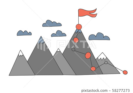 Challenge concept. Vector hand drawn doodle hills. Challenge concept. Vector hand drawn doodle hills. 58277273