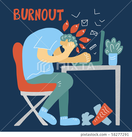Burnout concept. Vector person at the table. 58277291