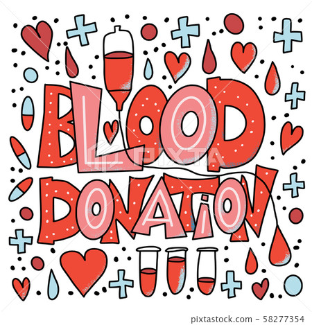 Blood Donation Text With Decor Vector Illustration - Stock Illustration ...