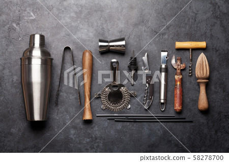 Cocktail utensils. Set of bar tools 58278700