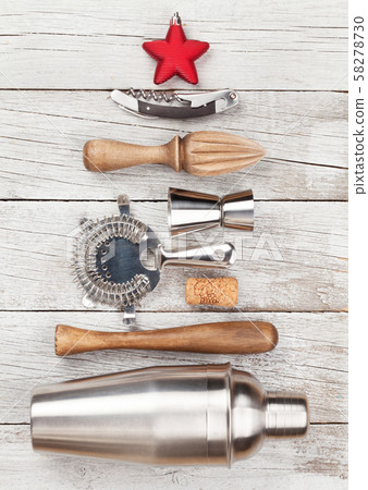 Set of bar tools on stone table Set of bar tools on stone table 58278730