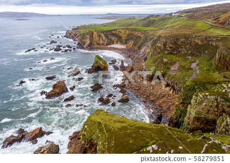 Aerial view of the Crohy Head Sea Arch, County Donegal - Ireland 58279851