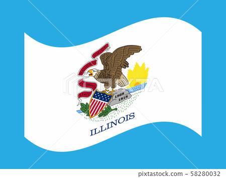 Wave Flag of Illinois state of USA. Vector Wave Flag of Illinois state of USA. Vector 58280032