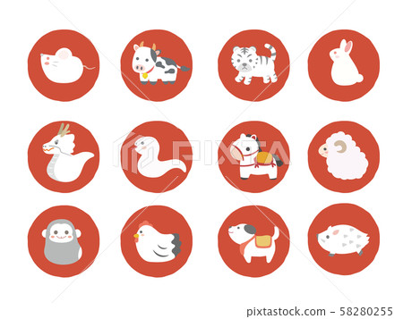 可愛的十二生肖圖標說明 可愛的十二生肖圖標說明 58280255