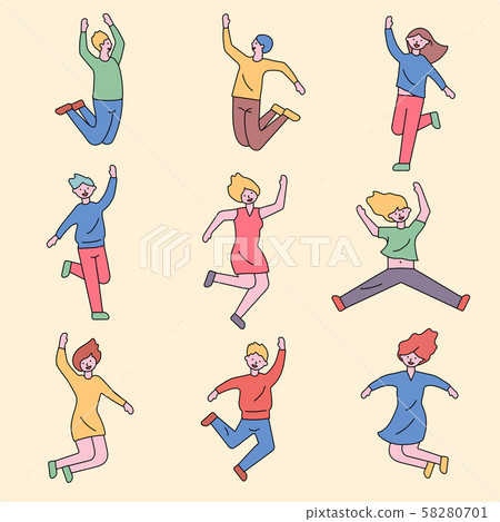 People are jumping with excitement and happiness. - Stock Illustration ...