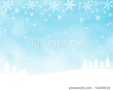 Winter landscape card watercolor background Winter landscape card watercolor background 58280816