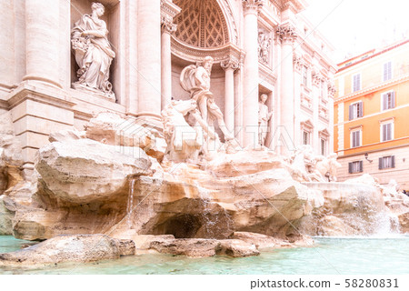 Trevi Fountain, Italian: Fontana di Trevi. Side bottom view. Rome, Italy 58280831