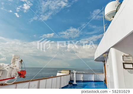 Cruise ship deck with dramatic sky 58281029