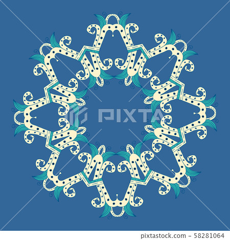 Gold color round abstract ethnic ornament mandala. Based on old greek, arabic and turkish motifs 58281064