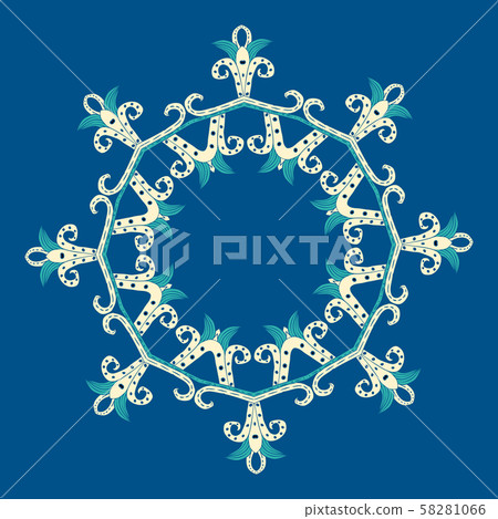Gold color round abstract ethnic ornament mandala. Based on old greek, arabic and turkish motifs 58281066