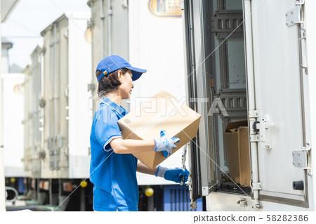 Female driver truck delivery business image 58282386
