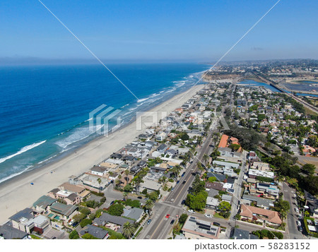 Aerial view of Del Mar coastline and beach Aerial view of Del Mar coastline and beach 58283152
