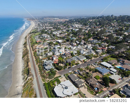 Aerial view of Del Mar coastline and beach Aerial view of Del Mar coastline and beach 58283201