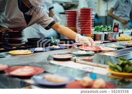 Japan food restaurant belt buffet and chef Japan food restaurant belt buffet and chef 58283556