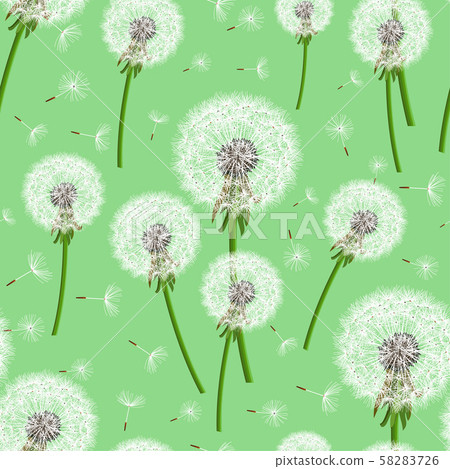 Green seamless background with dandelion blowing Green seamless background with dandelion blowing 58283726