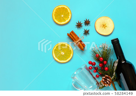 Mulled Wine Ingredients, still life on blue Mulled Wine Ingredients, still life on blue 58284149