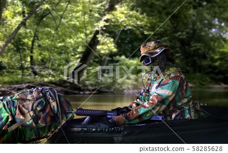 Special Force soldier on raft  58285628