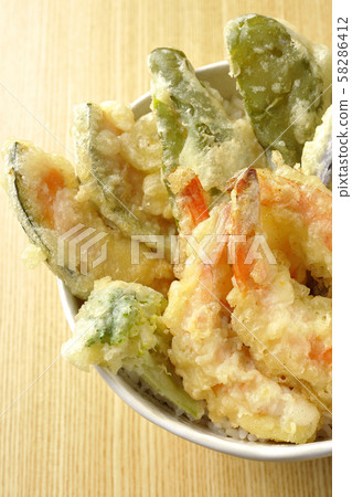 Bowl of rice and fried fish Bowl of rice and fried fish 58286412