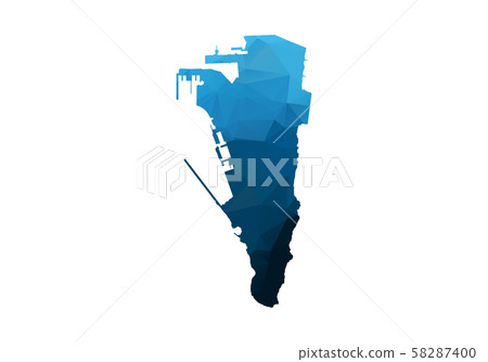Vector Map - Blue Geometric Rumpled Triangular. Vector Map - Blue Geometric Rumpled Triangular. 58287400