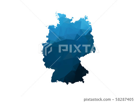 Vector Map - Blue Geometric Rumpled Triangular. 58287405