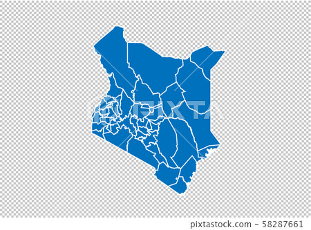 kenya map - High detailed blue map with kenya map - High detailed blue map with 58287661
