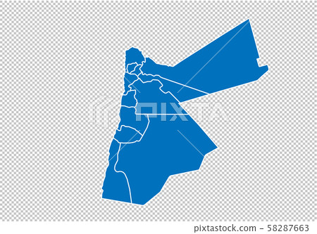 jordan map - High detailed blue map with jordan map - High detailed blue map with 58287663