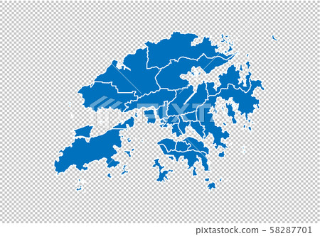hong Kong map - High detailed blue map with hong Kong map - High detailed blue map with 58287701