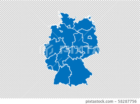 germany map - High detailed blue map with germany map - High detailed blue map with 58287756