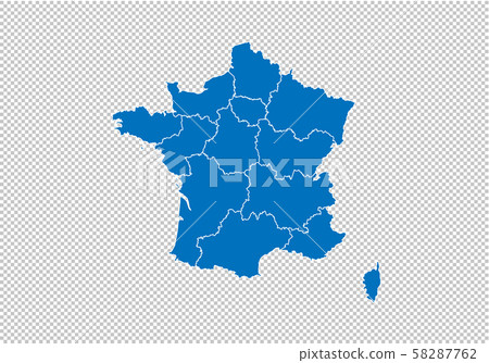 france map - High detailed blue map with 58287762