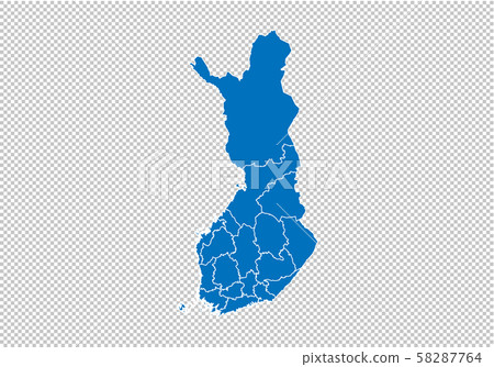 finland map - High detailed blue map with finland map - High detailed blue map with 58287764