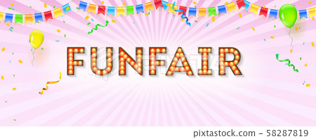 Vintage banner for funfair. Vector 3d illustration 58287819