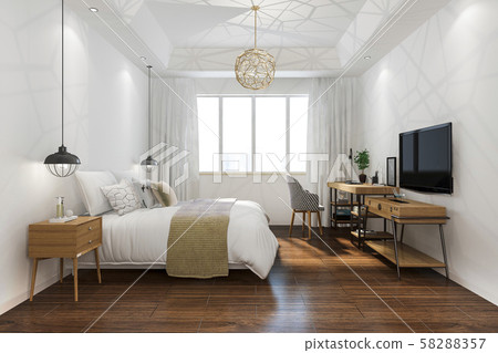 3d rendering orange vintage minimal bedroom suite in hotel with tv 3d rendering orange vintage minimal bedroom suite in hotel with tv 58288357