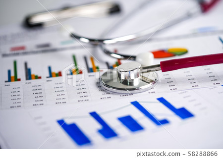 Stethoscope, Charts and Graphs spreadsheet paper, Finance, Account, Statistics, Investment, Analytic research data economy spreadsheet and Business company concept. Stethoscope, Charts and Graphs spreadsheet paper, Finance, Account, Statistics, Investment, Analytic research data economy spreadsheet and Business company concept. 58288866