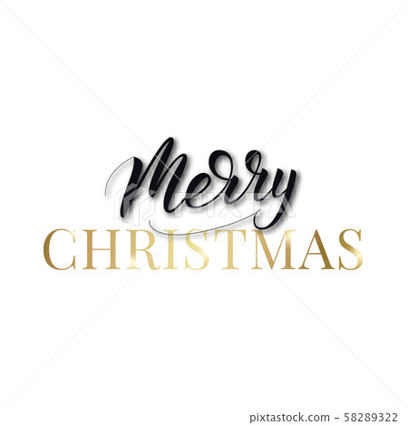 Merry Christmas label lettering. Christmas text calligraphy design 58289322