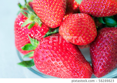 fresh strawberries close up in the bowl on the table 58289823