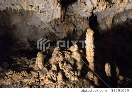 Ancient cave with stalactites and stalagmites Ancient cave with stalactites and stalagmites 58291039