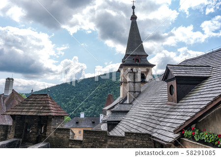 Slovakia, Europe. Orava castle courtyard, Slovakia, Europe. Orava castle courtyard, 58291085