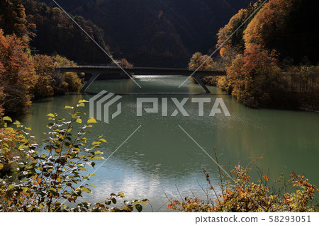 Lake and autumn leaves 58293051