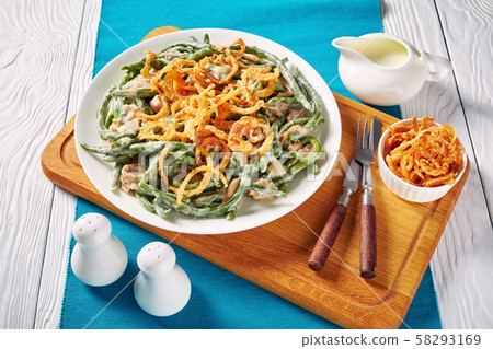 Green Bean Casserole on a white plate 58293169