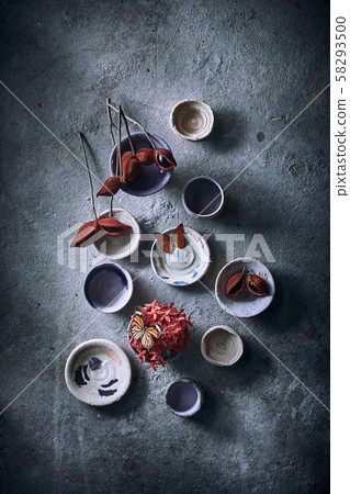Different handmade ceramic on background.. 58293500
