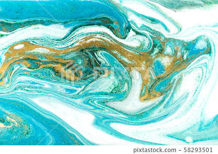 Green and gold ripple of agate background. Golden powder marble texture. 58293501